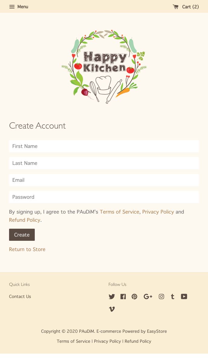 Happy Kitchen mobile | EasyStore