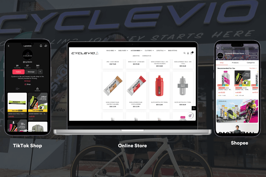 Cyclevio's Tiktok Shop, Shopee and Online Store